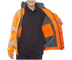Beeswift Bomber Jacket Fleece Lined High Vis Orange X Large (Pack 1) - CBJFLORXL