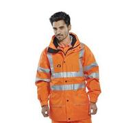 Beeswift Carnoustie Hi-Vis Jacket with Detachable Hood Orange Large
