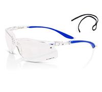 Beeswift Clear Lens Safety Spectacles with UV Filter and Spec Cord Protective Eyewear Glasses- Clear - 1 Pair