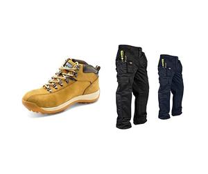 Beeswift CLICK SBP CHUKKA BOOT NUBUCK 09 Bundle with Lee Cooper Workwear Mens Multi Pocket Easy Care Heavy Duty Knee Pad Pockets Safety Work Cargo Trousers Pants