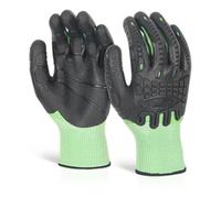 Beeswift Glovezilla Cut Resistant Fully Coated Impact Glove/Tear Resistance Safety Gloves Personal Protective Equipment Work Gloves PPE Workwear - Green/Black - Large - 1 Pair