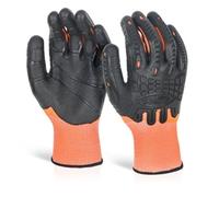 Beeswift Glovezilla Cut Resistant Fully Coated Impact Glove/Tear Resistance Safety Gloves Personal Protective Equipment Work Gloves PPE Workwear - Orange/Black - Medium - 1 Pair