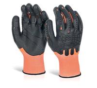 Beeswift Glovezilla Cut Resistant Fully Coated Impact Glove/Tear Resistance Safety Gloves Personal Protective Equipment Work Gloves PPE Workwear - Orange/Black - Medium - 1 Pair