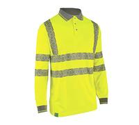 Beeswift Envirowear Hi-Vis Long Sleeve Polo Unisex Sustainable Safety PPE Workwear - Orange/Saturn Yellow - Sizes S-5XL