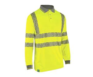 Beeswift Envirowear Hi-Vis Long Sleeve Polo Unisex Sustainable Safety PPE Workwear - Orange/Saturn Yellow - Sizes S-5XL