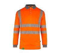 Beeswift Envirowear Orange Hi-Vis Long Sleeve Polo Unisex Reflective Sustainable Circular Process Safety PPE Workwear - Small