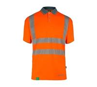 Beeswift Envirowear Orange Hi-Vis Short Sleeve Polo Unisex Reflective Sustainable Circular Process Safety PPE Workwear - X-Large