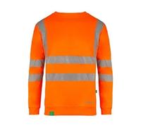 Beeswift Envirowear Orange Hi-Vis Sweatshirt Unisex Reflective Sustainable Circular Process Safety PPE Workwear - Small