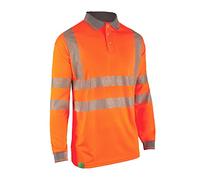 Beeswift Envirowear Orange Hi-Vis Long Sleeve Polo Unisex Reflective Sustainable Circular Process Safety PPE Workwear - 5X-Large