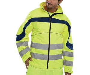 Beeswift Eton High Visibility Soft Shell Jacket Saturn Yellow/Navy Blue S ET40SYS