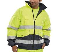 B Seen Europa 5 In 1 High Visibility Reflective Weatherproof Bomber Jacket S-6XL