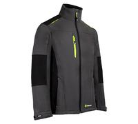 BeeSwift Flex Jacket Softshell Two-Toned Grey/Black Fleece Lined Water Repellent Windproof - X-Large