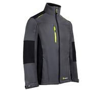 BeeSwift Flex Jacket Softshell Two-Toned Grey/Black Fleece Lined Water Repellent Windproof - X-Small