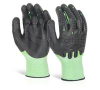 Beeswift Glovezilla Cut Resistant Fully Coated Impact Glove/Tear Resistance Safety Gloves Personal Protective Equipment Work Gloves PPE Workwear - Green/Black - Large - 1 Pair