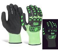 Beeswift Glovezilla Glow in the Dark Foam Nitrile Coated Gloves Cut Proof/Tear Resistance Safety Gloves Personal Protective Equipment Work Gloves PPE Workwear - Green/Black - XX-Large - 1 Pair