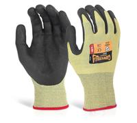 beeswift Glovezilla Nitrile Coated Palm Glove Cut Proof/Tear Resistance Safety Gloves Personal Protective Equipment Work Gloves PPE Workwear - Yellow - Small