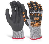 beeswift Glovezilla Nitrile Palm and PVC Back Coated Glove Cut Proof/Tear Resistance Safety Gloves Personal Protective Equipment Work Gloves PPE Workwear - Grey - Medium