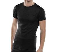 Beeswift Mens Short Sleeve Thermal Tshirt/Vest - Warm Base layer Underwear Clothing - Black - Medium