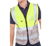 Beeswift High Visibility Two Tone Executive Waistcoat Saturn Yellow/Grey M
