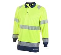 Beeswift Deltic Hi-Vis Two-Tone Polo Shirt L/S Sat Yellow/Navy Medium - Pack of