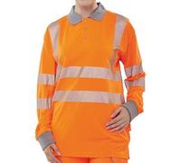 Beeswift High Visibility Executive Long Sleeve Polo Shirt Orange 4XL