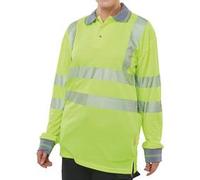 Beeswift High Visibility Executive Long Sleeve Polo Shirt Saturn Yellow XL