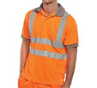 Beeswift - Short Sleeve Hi Vis Polo Shirt - Certified Orange Hi Vis Shirt - 100% Polyester T Shirt - Work Wear, Womens and Mens Workwear - Polo Shirts for Work, Reflective Clothes - Size L