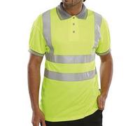 Beeswift Hi-Vis Polo Shirt Certified Saturn Yellow, 100% Polyester, Reflective, Size XL