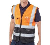 TWO TONE EXECUTIVE WAISTCOAT ORANGE/BLACK MED