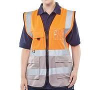 Beeswift High Visibility Two Tone Executive Waistcoat Orange/Grey XL