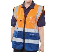 Beeswift High Visibility Two Tone Executive Waistcoat Orange/Navy L
