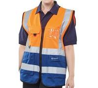 Beeswift High Visibility Two Tone Executive Waistcoat Orange/Navy Blue M HVWCTTORNM