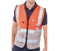 Beeswift High Visibility Two Tone Executive Waistcoat Red/Grey M