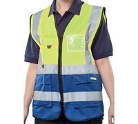Beeswift High Visibility Two Tone Executive Waistcoat Saturn Yellow/Navy Blue L