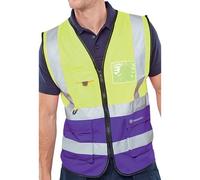 Beeswift High Visibility Two Tone Executive Waistcoat Saturn Yellow/Purple L HVWCTTSYPUL