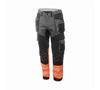Click Hi Viz Two Tone Work Trousers HVTT080 Colour=Black/Orange Waist=32" Leg=Regular