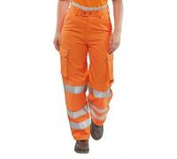 Click Fashion Ladies Rail Spec Trousers Orange Size 28