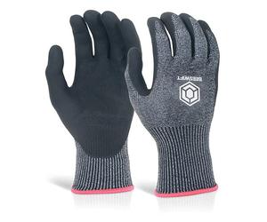 Beeswift Microfoam Nitrile Cut 5 Gloves Black XL KS5xL