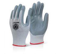BEESWIFT Nitrile Foam Polyester Gloves – Grey, Large (Pack of 10)