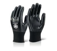 Beeswift Nitrile Fully Coated Polyester Gloves Black XL Header Card NDGFCBHCXL