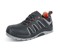 Beeswift Non Metallic S3 Lace Up Water Resistant Trainer 1Pr Black/Orange 6 CF2706