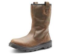 Beeswift Sherpa Dual Density PU Rubber S3 Leather Upper Fur Lined Rigger Boots 1Pr Brown 9 SRB09