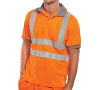 Beeswift - Short Sleeve Hi Vis Polo Shirt - Certified Orange Hi Vis Shirt - 100% Polyester T Shirt - Work Wear, Womens and Mens Workwear - Polo Shirts for Work, Reflective Clothes - Size S