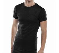 Beeswift Mens Short Sleeve Thermal Tshirt/Vest - Warm Base layer Underwear Clothing - Black - XXX-Large