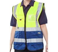 Beeswift Two Tone Executive Waistcoat Sat Yellow / Navy Small