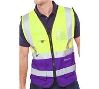 Beeswift TWO TONE EXECUTIVE WAISTCOAT SAT YELLOW/PURPLE 4XL