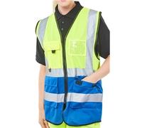Beeswift High Visibility Two Tone Executive Waistcoat Saturn Yellow/Royal Blue XS
