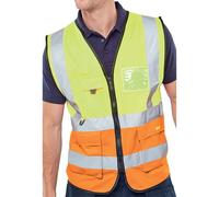 Beeswift TWO TONE EXECUTIVE WAISTCOAT SY/ORANGE SIZE SMALL