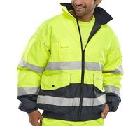 B Seen Europa 5 In 1 High Visibility Reflective Weatherproof Bomber Jacket S-6XL