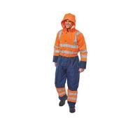 Beeswift Two Tone Hi Visibility Thermal Waterproof Coverall Orange/Navy Blue L BD900ORNL